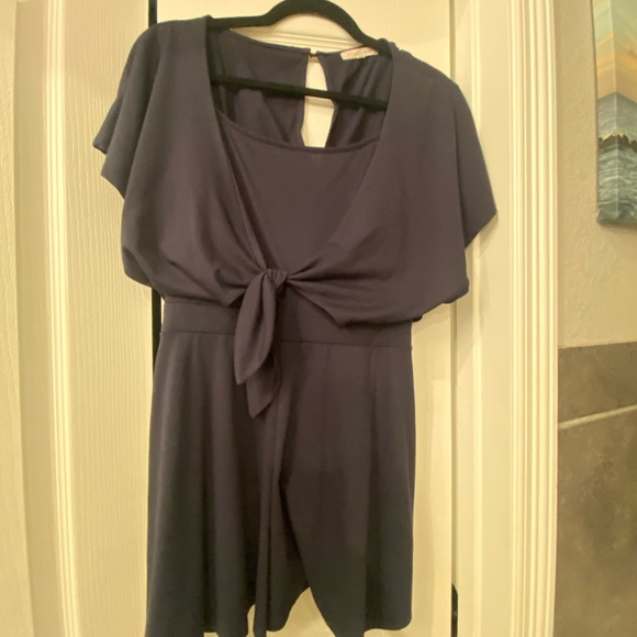 Navy short romper, M, dress it up or down! So comfy, cotton tee material. - Picture 3 of 5